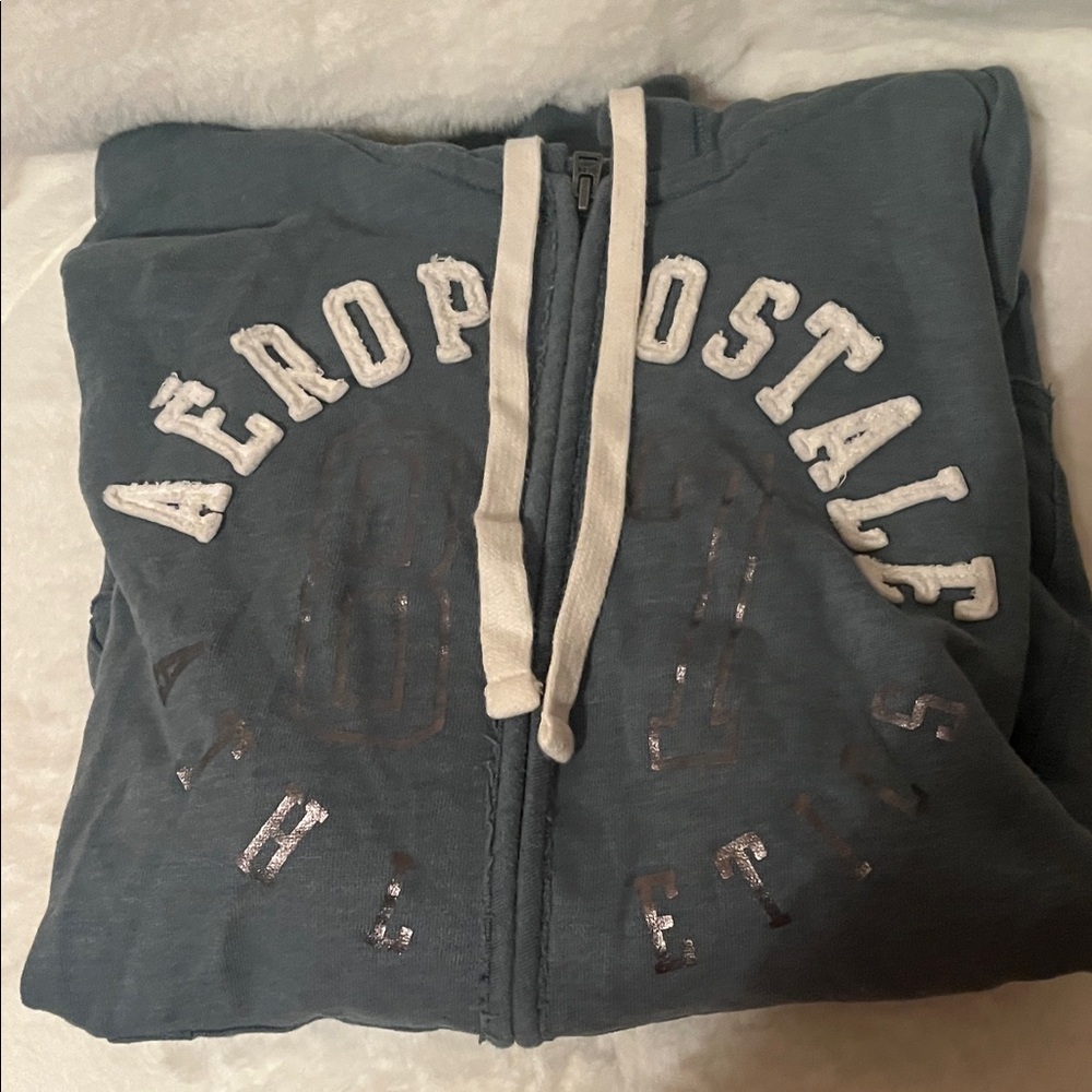 Aeropostale Sage Green Zip-Up Hoodie. size L
